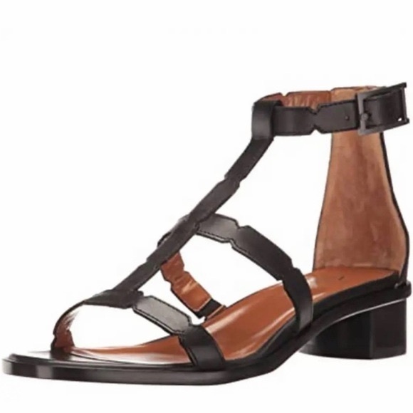 Aquatalia Risa Gladiator Block Heel Leather Sandal Black